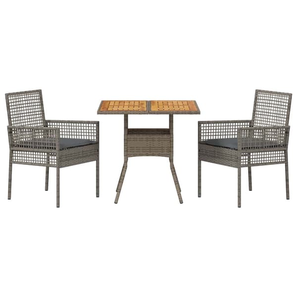 Trädgårdsmöbelset 3 pcs Grå konstrotting