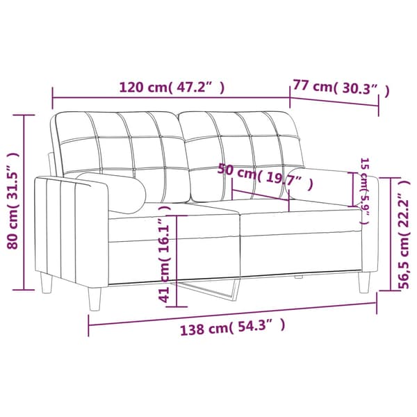 2-sits soffa med prydnadskuddar taupe 120 cm tyg