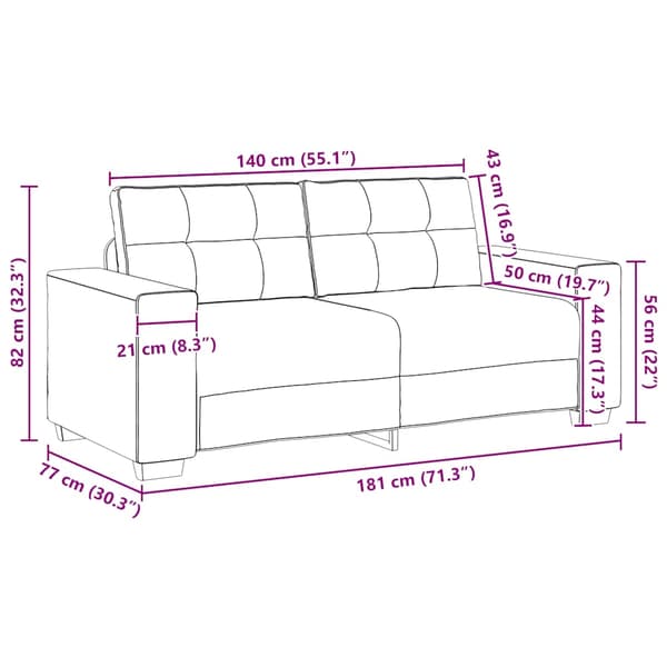 Loveseat soffa ljusgrå 180x77x82 cm tyg