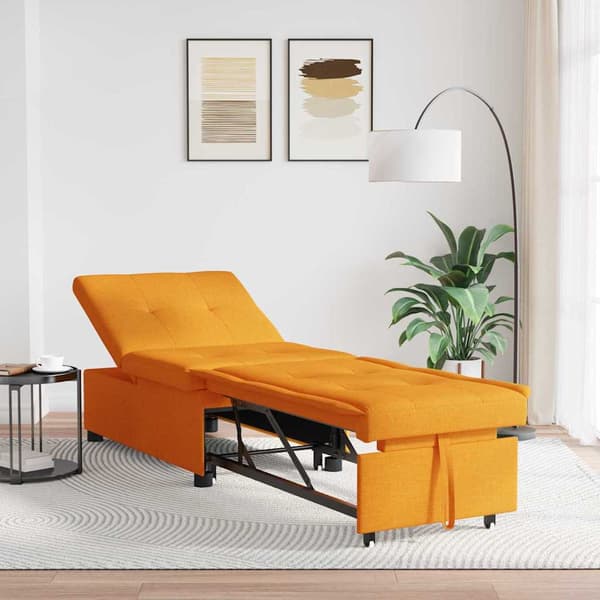 Pull Out Sofa Bed Mörkgul 194 x 50 x 82 cm tyg