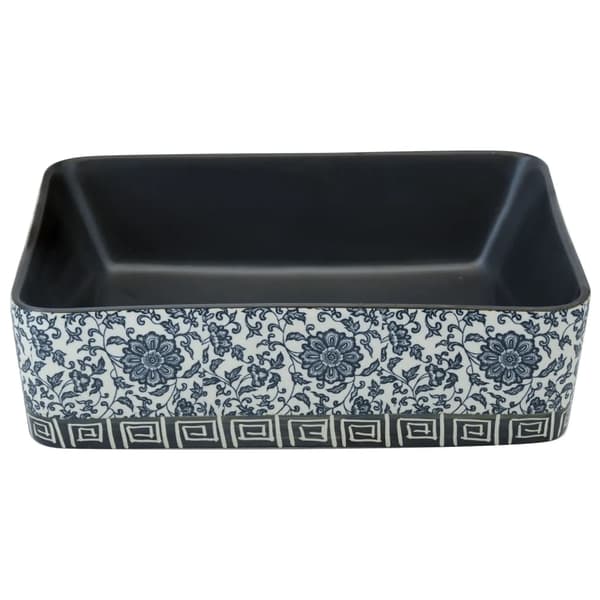 Handfat svart och blå rektangulär 46x35,5x13 cm keramik