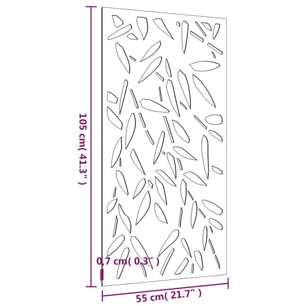 Väggdekoration 105x55 cm rosttrögt stål bladdesign
