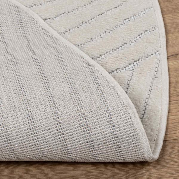 Områdesmattor Rund PALMERAS Kräm Ø 120 CM Polyester