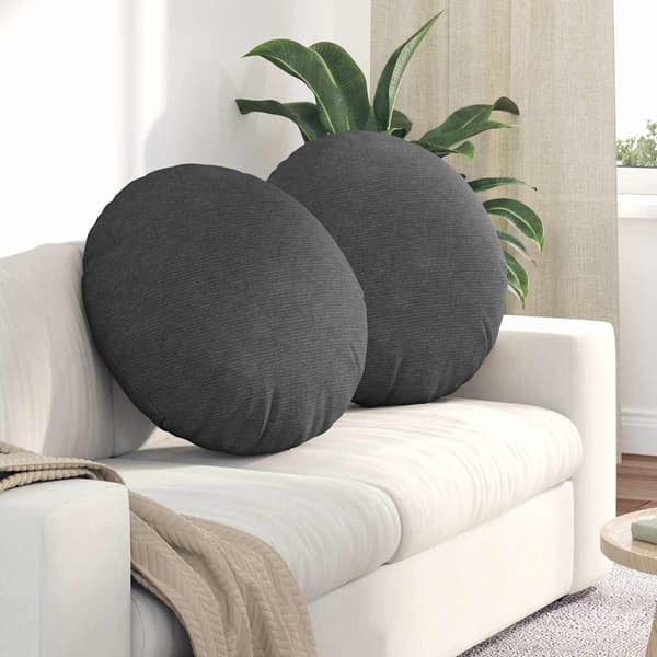 Sittkuddar 2 pcs Mörkgrå Ø 80 cm Kordread tyg