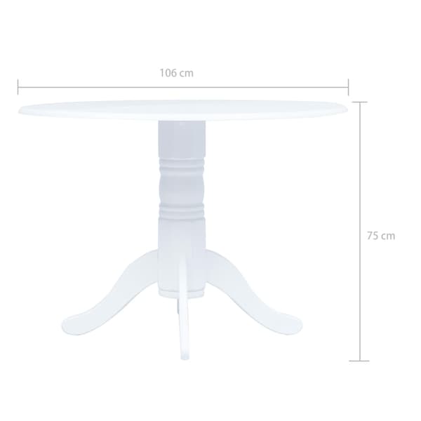 Matbord vit 106 cm massivt gummiträ