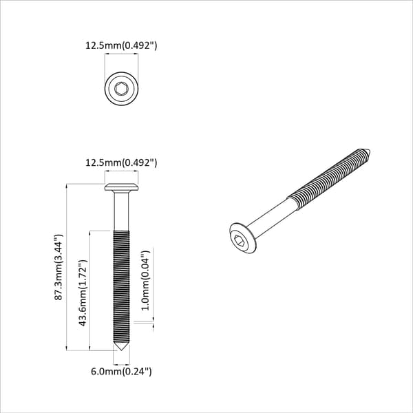 Skruv 12 pcs Silver M6 x 85 mm Stål