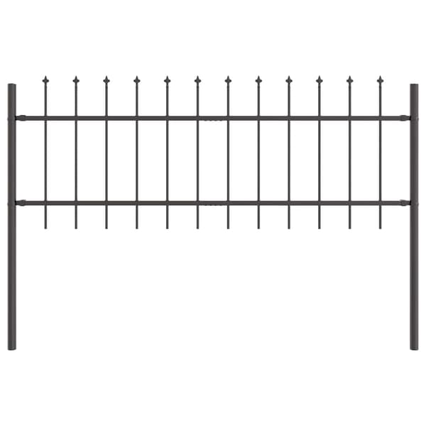 Trädgårdsstängsel 6 pcs Grå 10,2 x 0,6 m Pulverlackerad stål