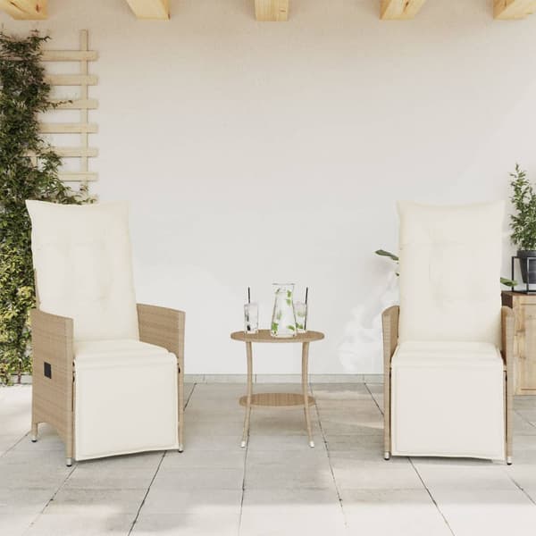 Bistrogrupp med dynor 3 delar beige konstrotting