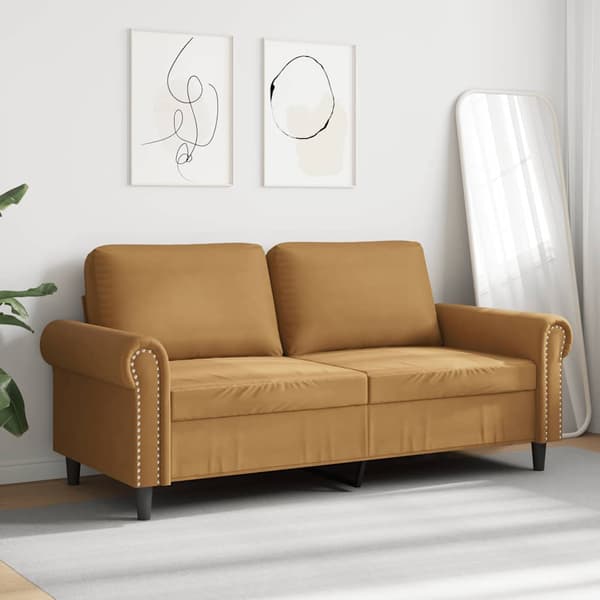 Soffa 2-sits brun 140 cm sammet