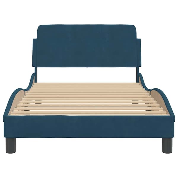 Bed Frame with Headboard "Dover" Blue 100x200 cm Velvet