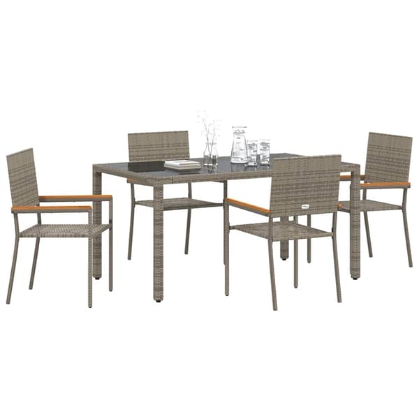 Trädgårdsmöbelset 5 pcs Grå konstrotting