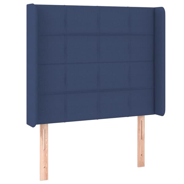 Ramsäng med madrass & LED blå 90x200 cm tyg