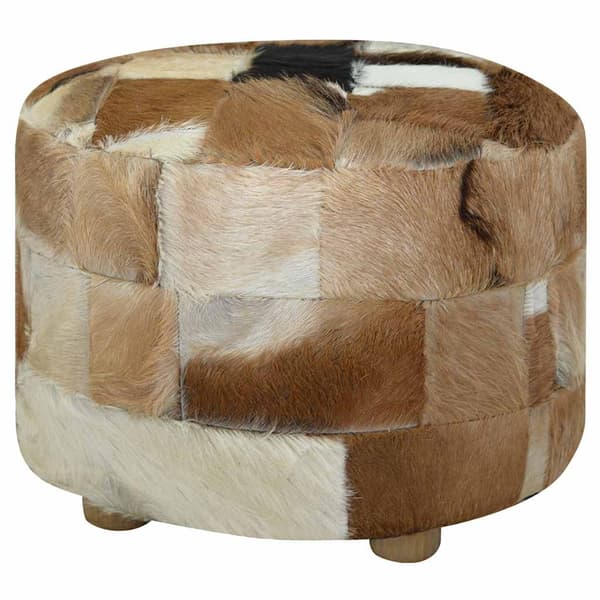 Puff getskinnsläder runt 50x50x45 cm