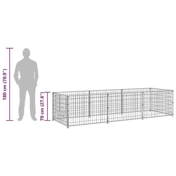 Hundgård svart 3 m² stål