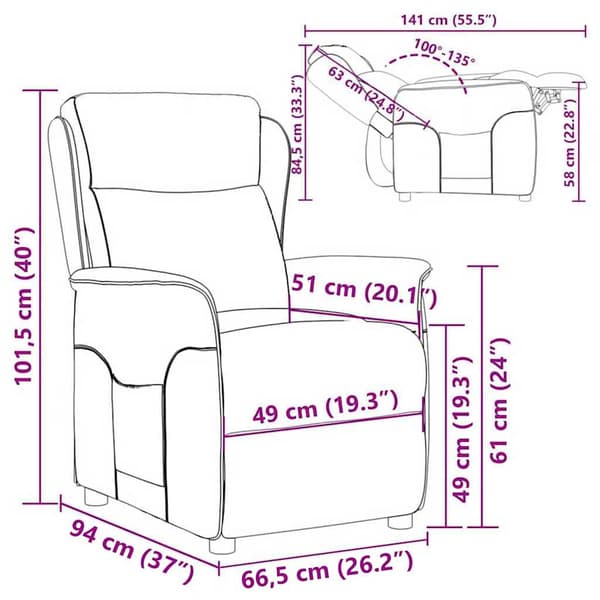Reclinerfåtölj Svart 66.5 x 94 x 101.5 cm Polyester