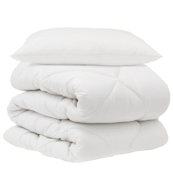 Duntäcke med kudde 2 pcs Vit Mikrofiber