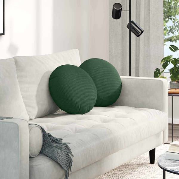 Sittkuddar 2 pcs Mörkgrön Ø 40 cm Kordread tyg