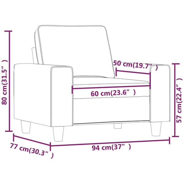 Fåtölj gräddvit 60 cm tyg