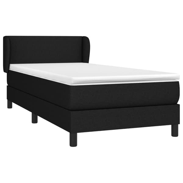 Ramsäng med madrass svart 90x190 cm tyg