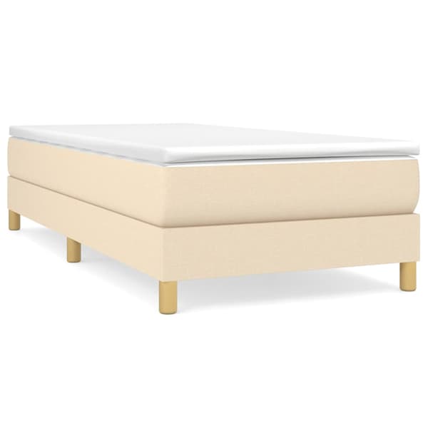 Boxspring-sängram gräddvit 90x190 cm tyg