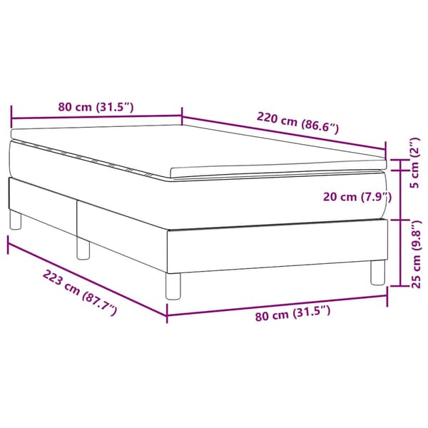 Ramsäng med madrass rosa 80x220 cm sammet