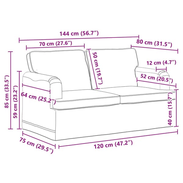 Soffset 2 pcs Mörkgrå 144 x 80 x 85 cm tyg