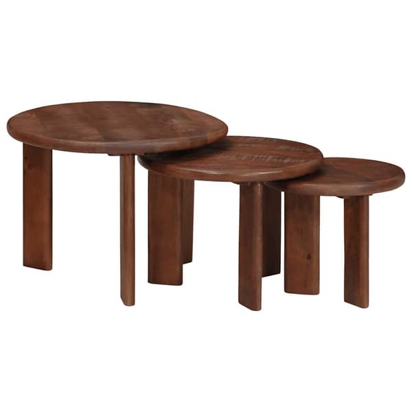 Nesting Kaffe Bord 3 pcs Mörkbrun Massivt mangoträ