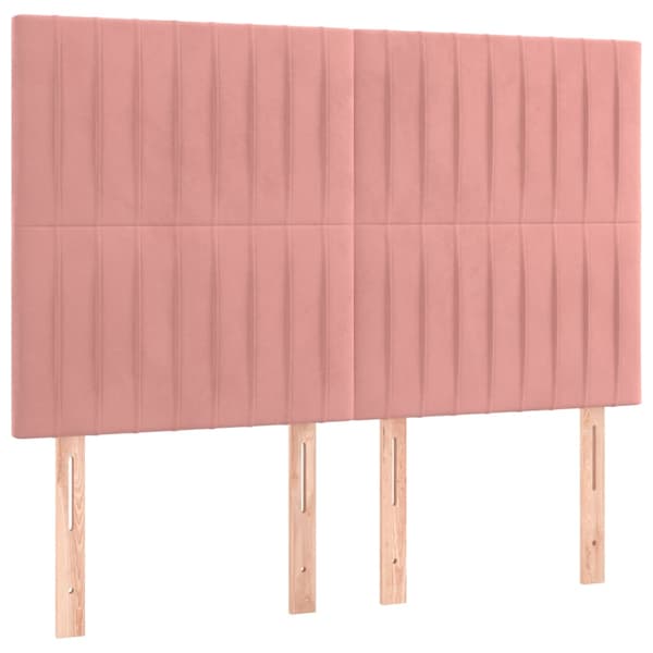 Ramsäng med madrass rosa & LED 140x200 cm sammet