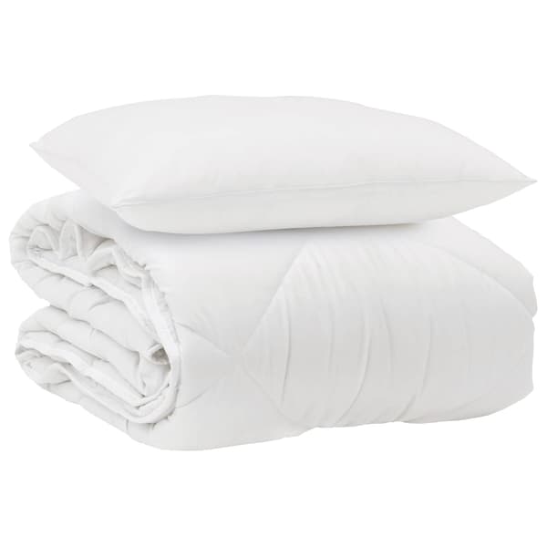 Året runt duvet med kudde 2 pcs Vit Mikrofiber