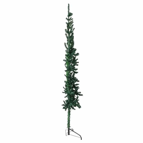 Smal halv plastgran med stativ grön 150 cm