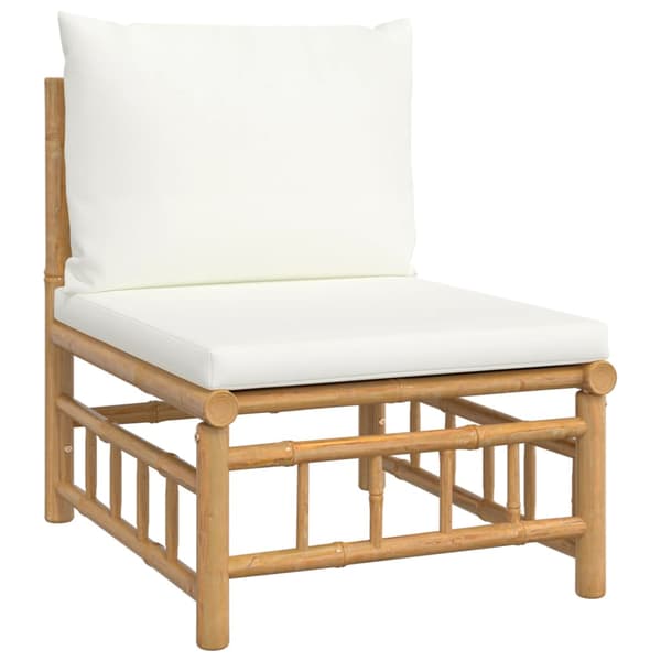 Loungegrupp 5 delar gräddvita dynor bambu