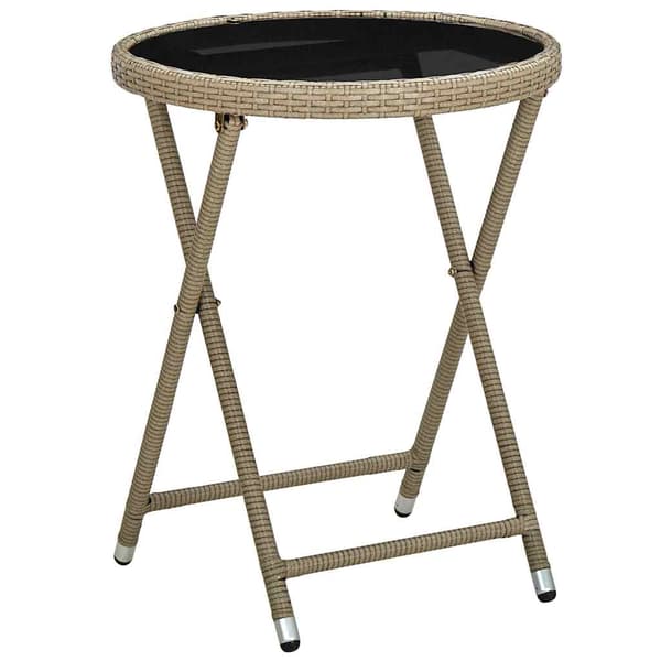 Trädgårds Bistro Set 3 pcs Beige konstrotting