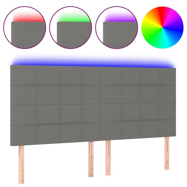 Sänggavel LED mörkgrå 160x5x118/128 cm tyg