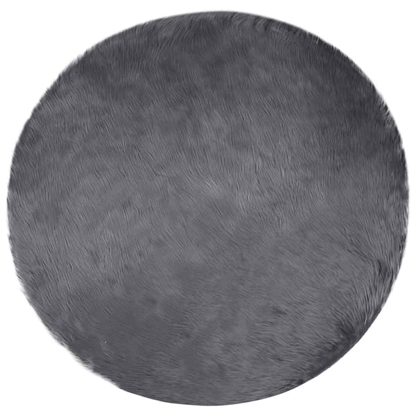 Fuskfäll matta TAFALLA Antracit Ø 160 cm Polyester