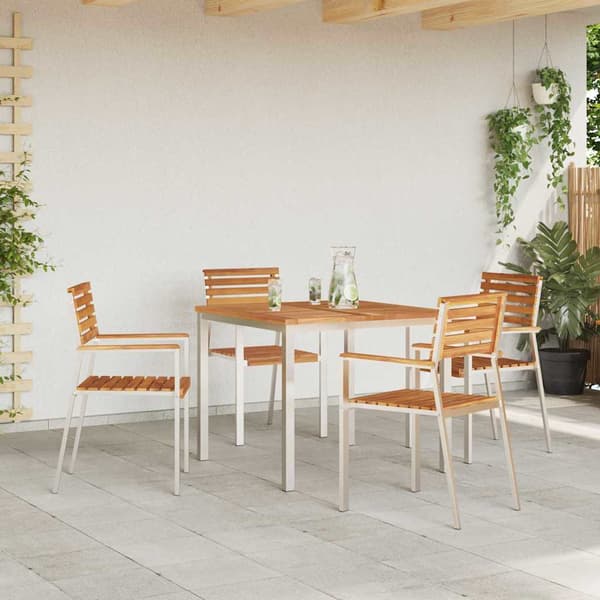 Trädgård Stol 4 pcs Olivenatur Massivt teakträ