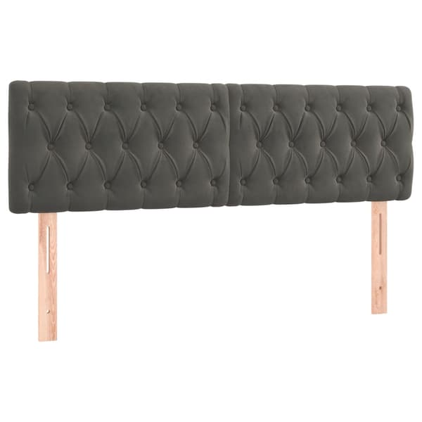 Ramsäng med madrass mörkgrå 140x190 cm sammet