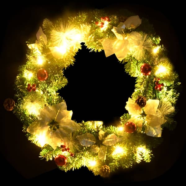 Julkrans med lysdioder grön 60 cm PVC