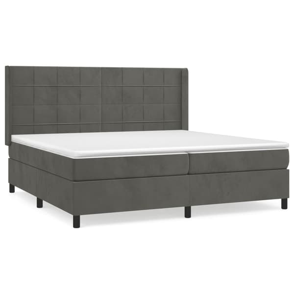 Ramsäng med madrass mörkgrå 200x200 cm sammet