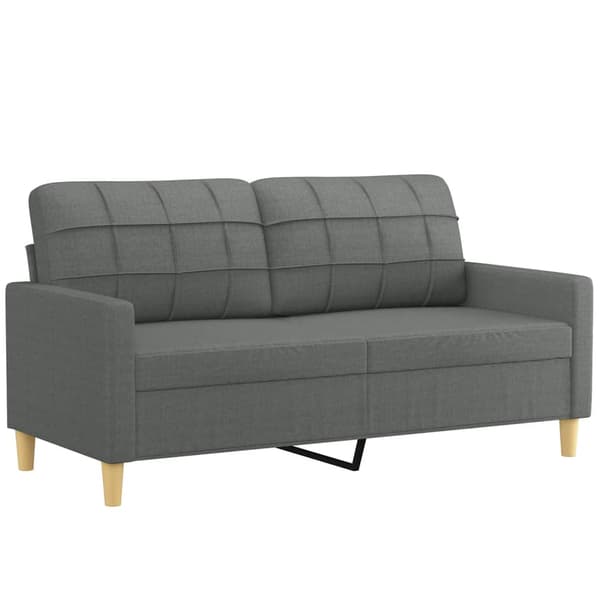 2-sits soffa med prydnadskuddar mörkgrå 140 cm tyg