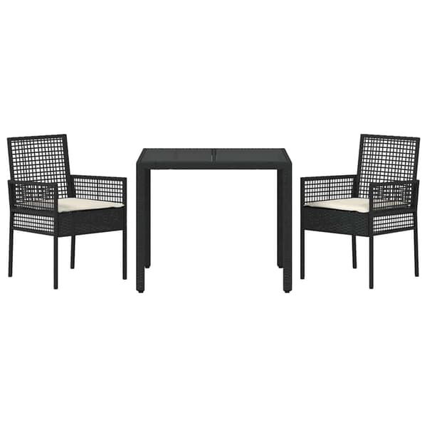 Trädgårdsmöbelset 3 pcs Svart konstrotting