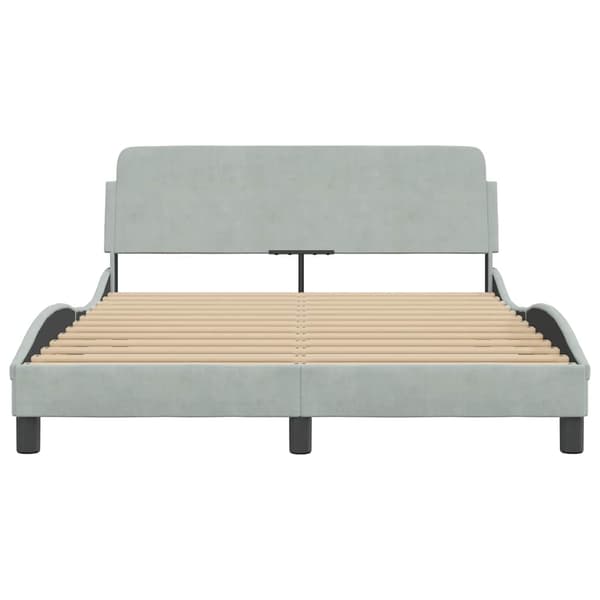 Bed Frame "Dover" Light Grey 140x190 cm Velvet