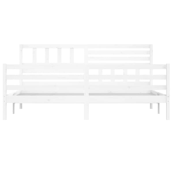 Sängram vit massivt trä 200x200 cm