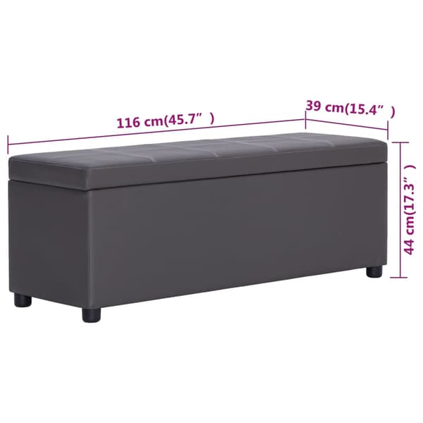 Bänk med förvaringsutrymme 116 cm grå konstläder