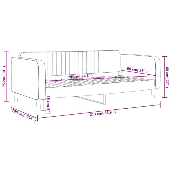Dagbädd svart 90x190 cm sammet