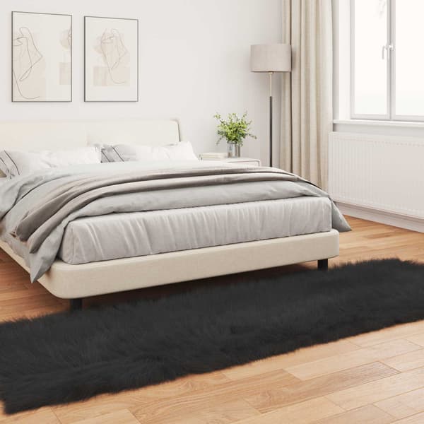 Fuskfäll matta TAFALLA Svart 80 x 250 cm Polyester