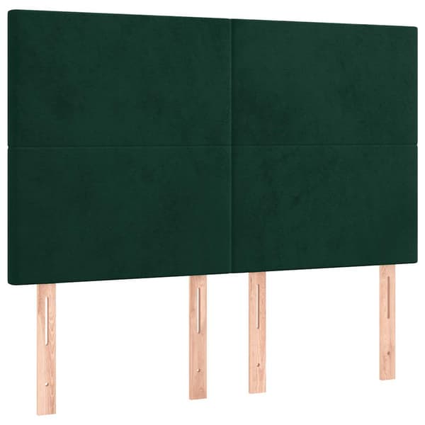 Ramsäng med madrass & LED mörkgrön 140x190 cm sammet