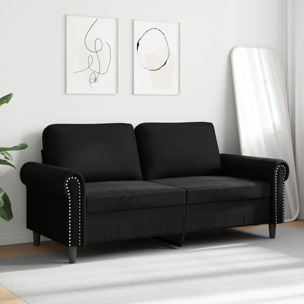 Soffa 2-sits svart 140 cm sammet