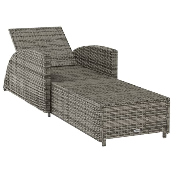 Solsäng med mörkgrå dyna PE-rotting grå