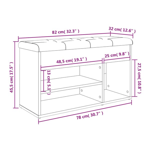 Skobänk vit 82x32x45,5 cm konstruerat trä