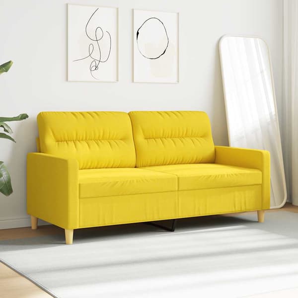 2-sitssoffa ljusggul 140 cm tyg